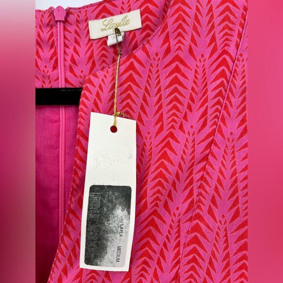 🆕 NWT Layla Printed Tunic Mini Dress Pattern Pocket Boho Pink Orange Red Medium - Picture 13 of 14